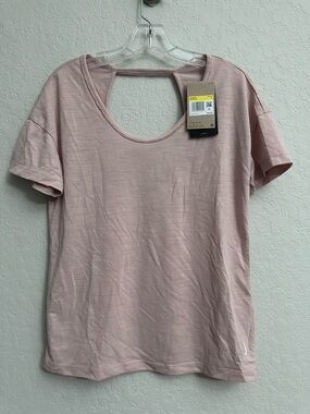 NIKE YOGA Dri-FIT Metallic Trim S/S Shirt Womens Size Small Pink (DD5798-601)